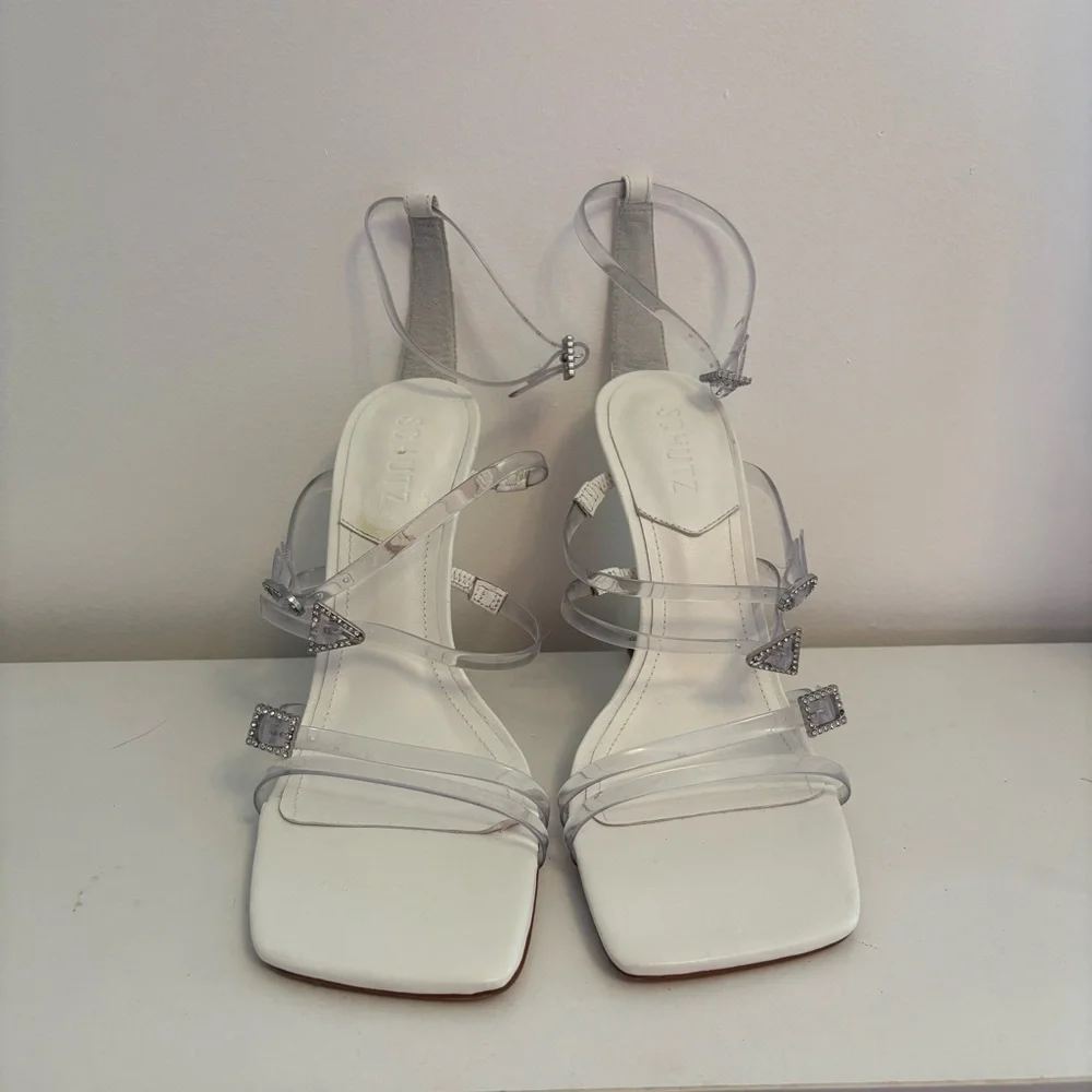 SCHUTZ | White Strappy High Heel Sandals - Picture 5 of 13
